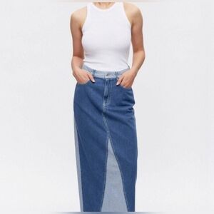 NWT KOTN Lily Denim Maxi Skirt Sz 27